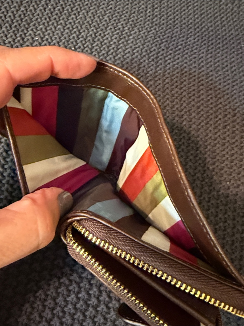Coach Tan and Brown Signature Canvas Snap Zip Wallet - Picture 6 of 6